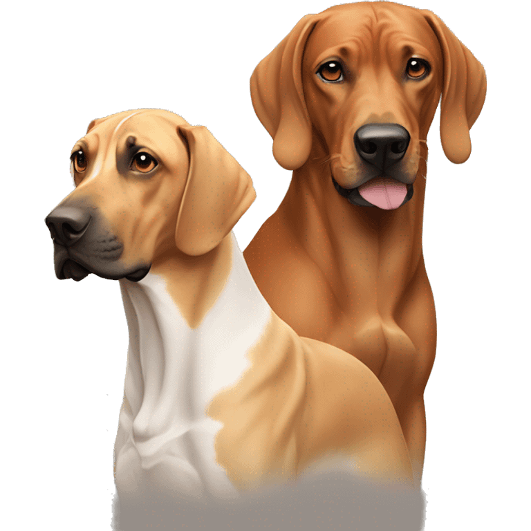 white male with long rainbow colored hair alongside a brown rhodesian ridgeback emoji