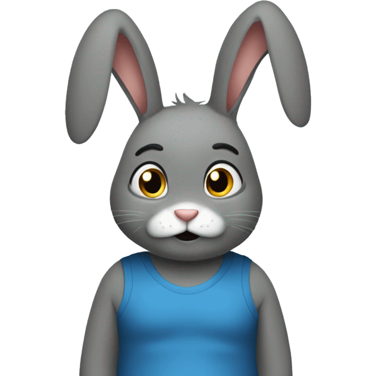 Anxious rabbit in blue bodysuit emoji