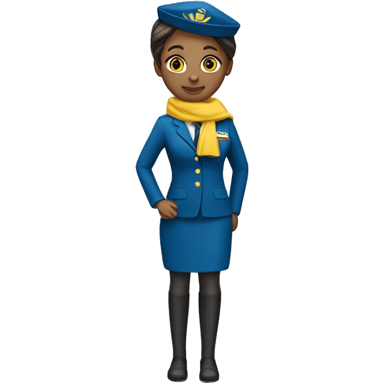 Flight attendant with blue uniform and yellow scarf  emoji