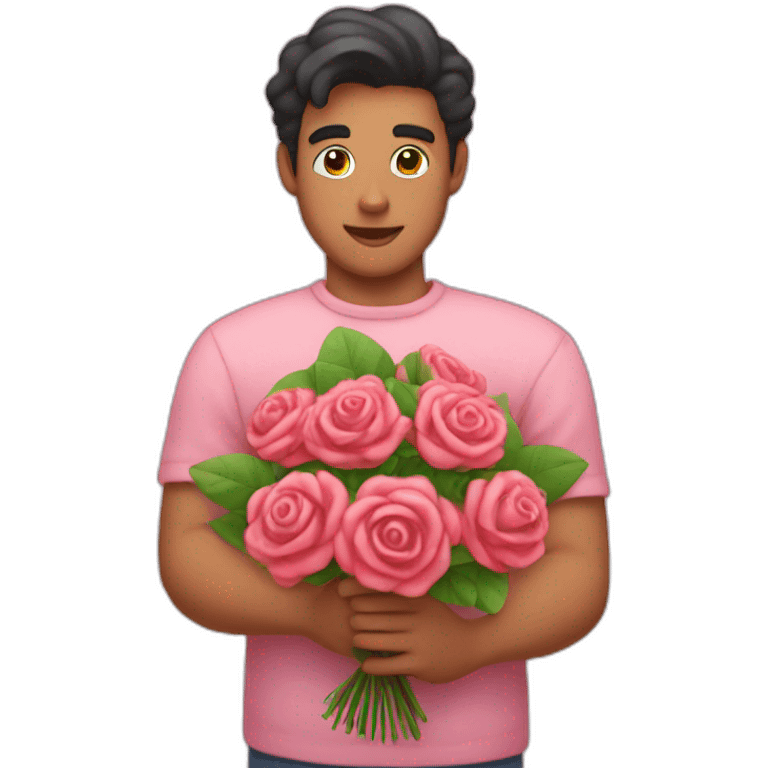 kirby holding a bouquet of roses emoji