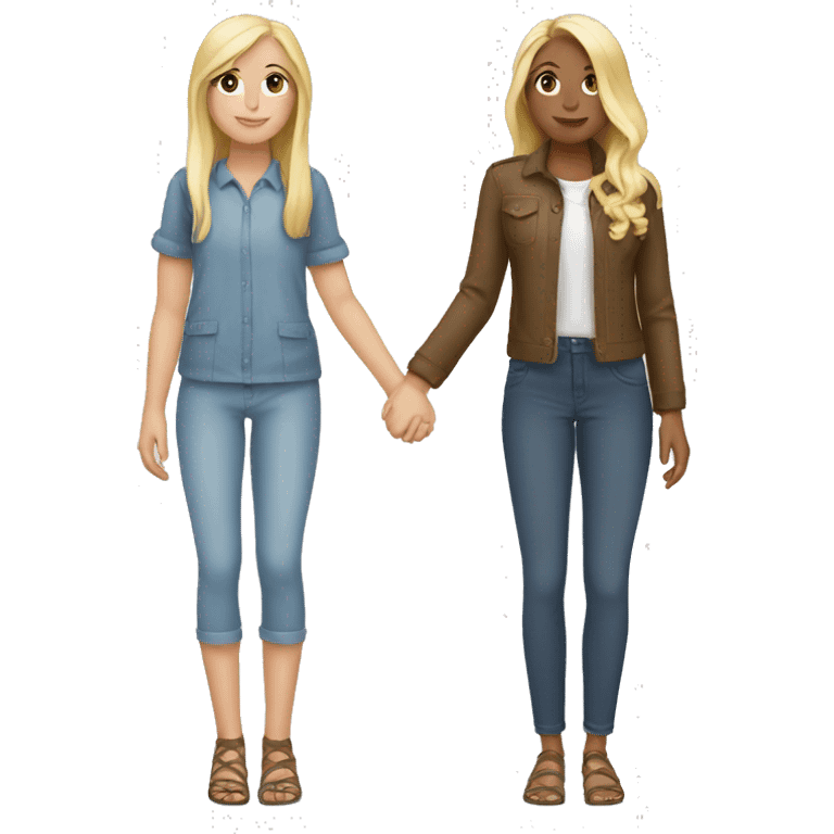 2 blonde girls holding hands emoji