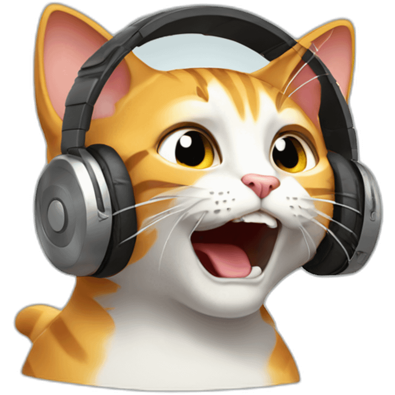 The cat is yelling in headphones emoji