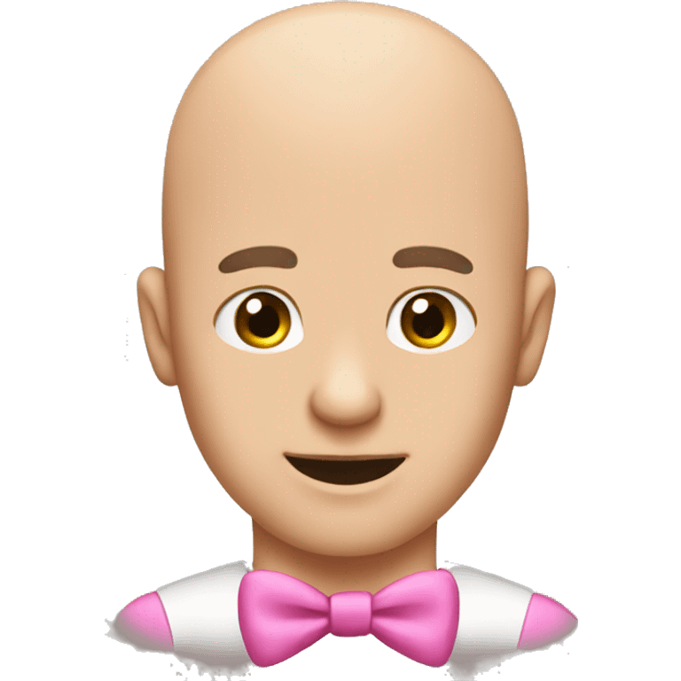 A bald man with a pink bow emoji