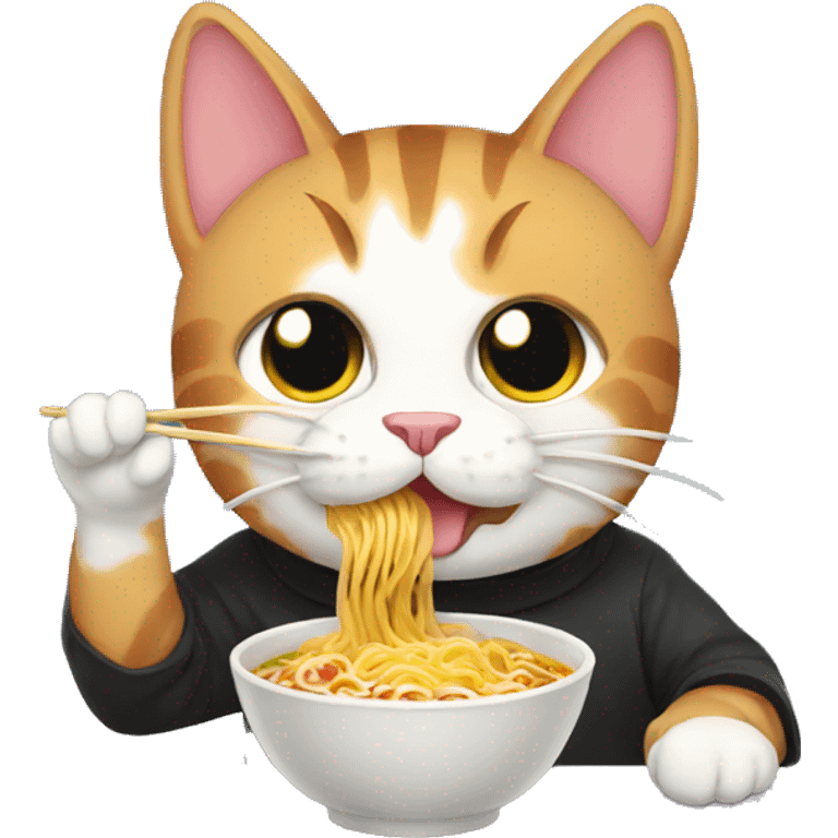 cat eating ramen emoji