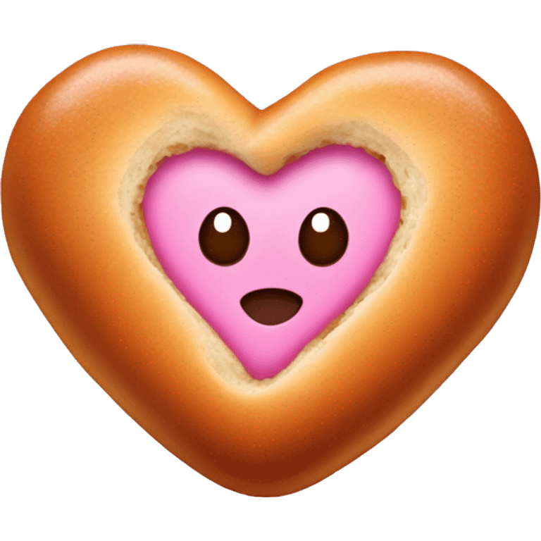 Cinammon bun inside pink heart emoji