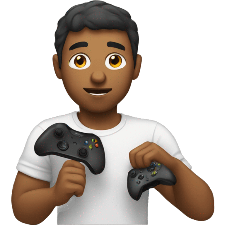 A brown man playing Xbox  emoji