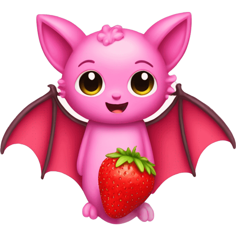 pink bat cute with strawberry emoji