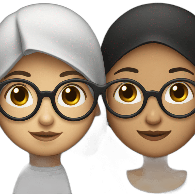 the boy with the black shirtand wear glasses and the girl with black hijab emoji