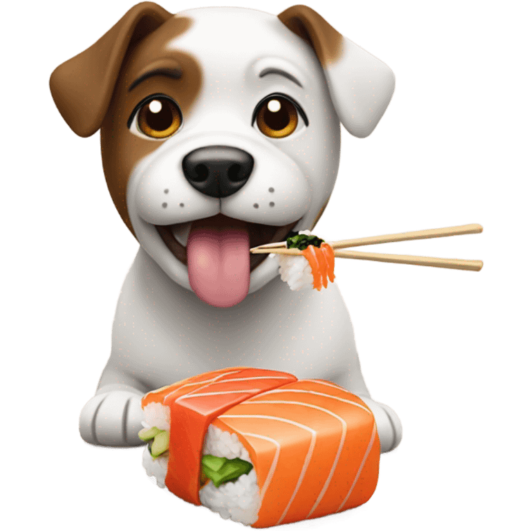 Dog eating sushi emoji