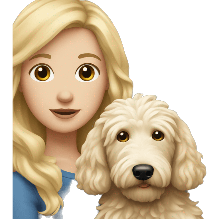 blonde white girl and her goldendoodle emoji