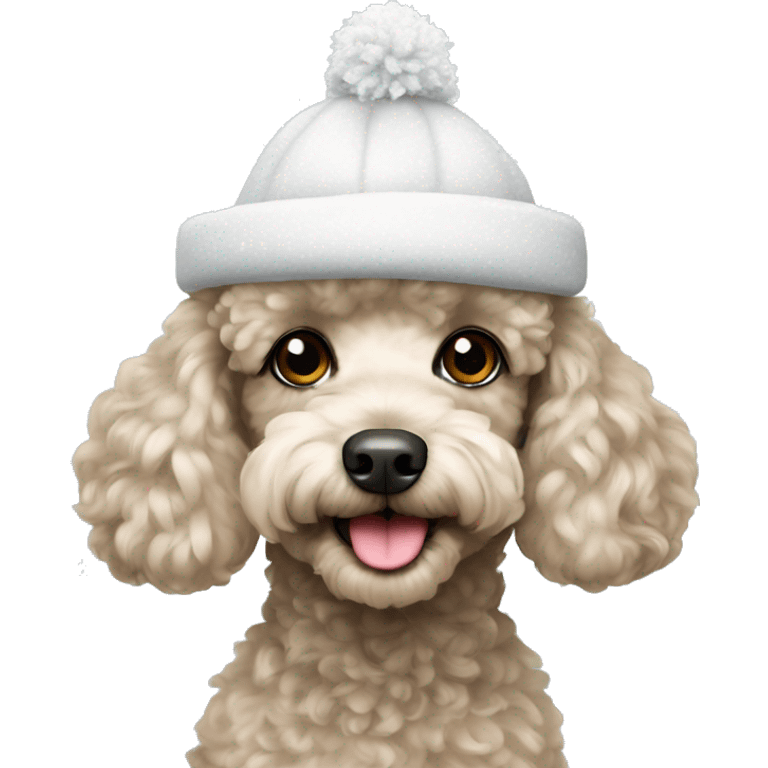 Small Poodle with snow hat  emoji