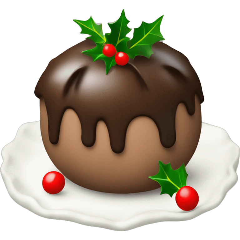 Christmas pudding with sprig of holly emoji