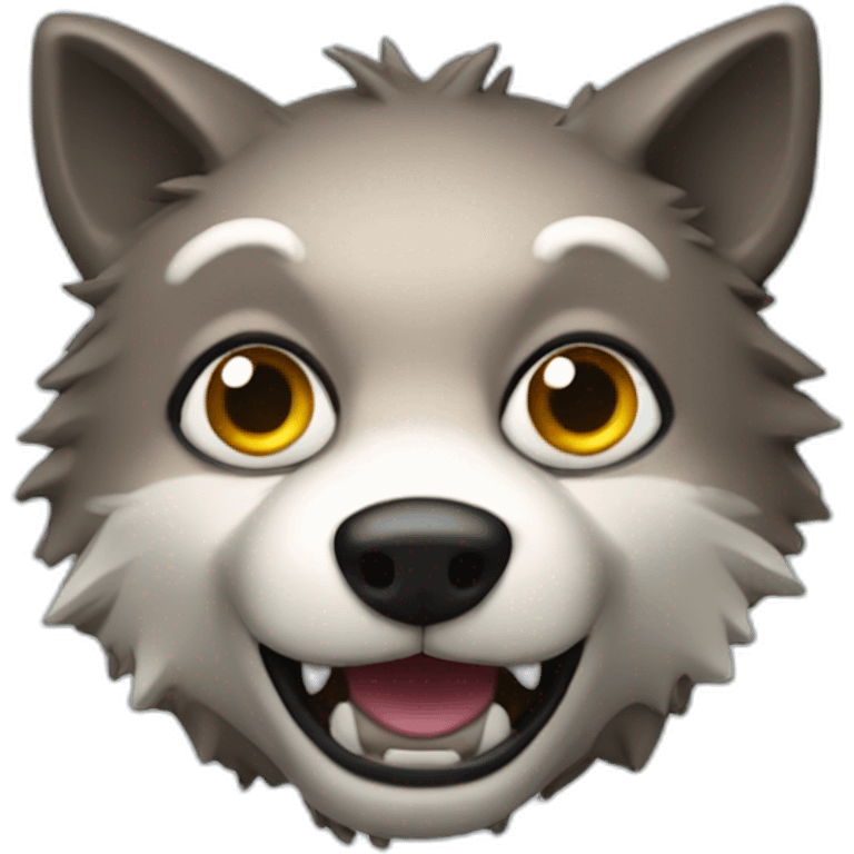 3d sphere with a cartoon Wolf skin texture with big feminine eyes emoji