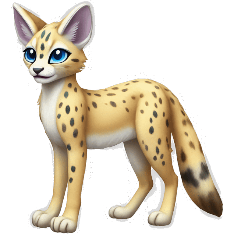 Cute Kawaii Epic Ethereal Sparkly Colorful Sergal-Serval-Caracal-Vernid full body emoji