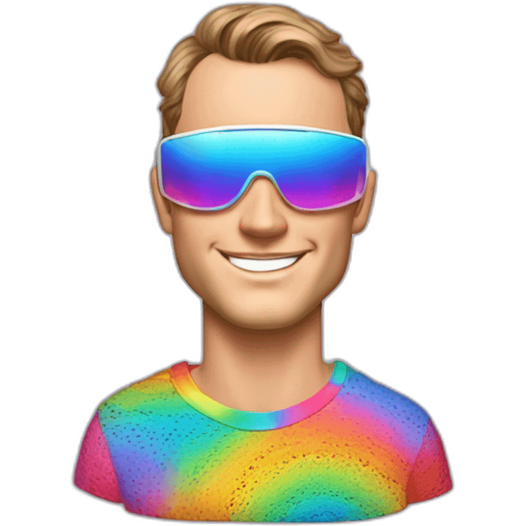 Fancy disco Jonathan Toews wearing rainbow lace shirt and wearing VR glasses emoji