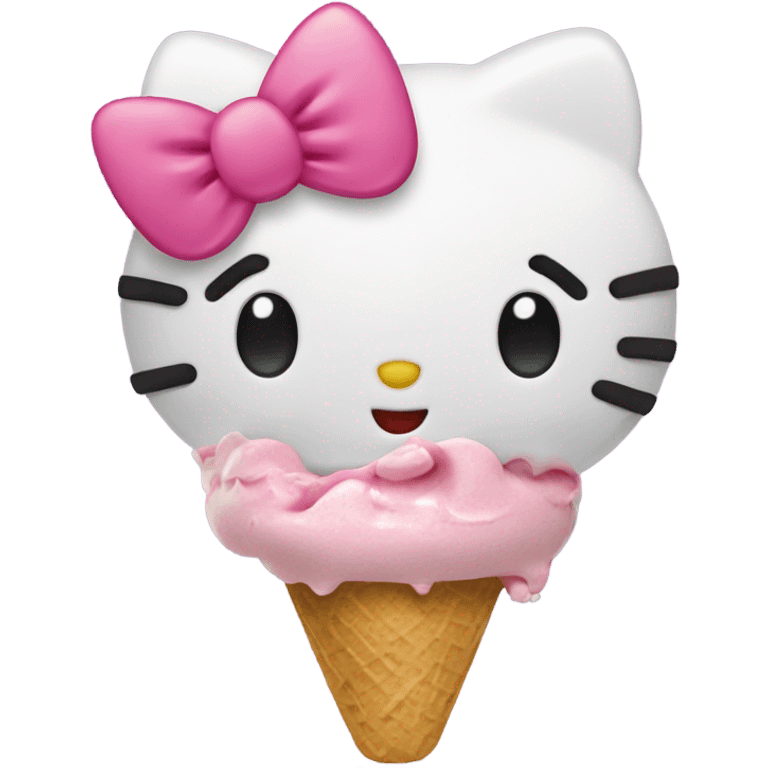 Hello kitty eating ice cream emoji