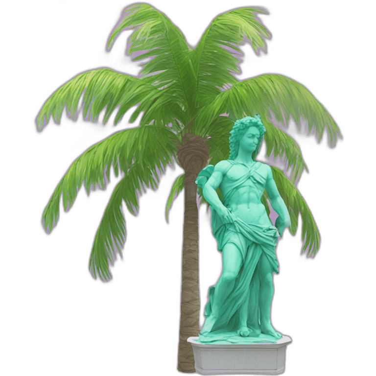 vaporwave palm tree and statue emoji