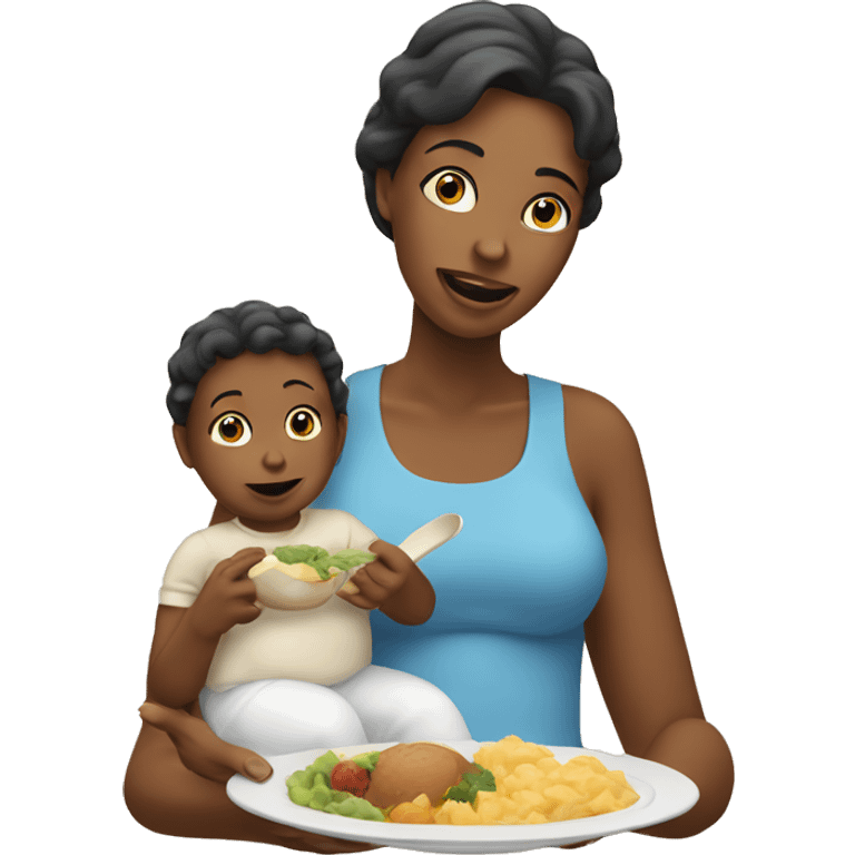 Mom with baby eating emoji