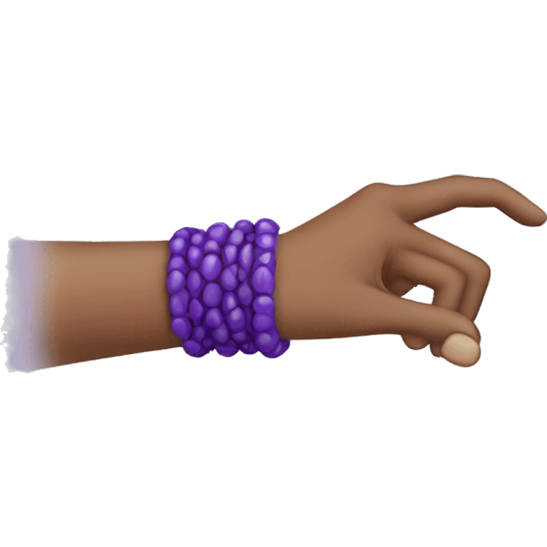 hand with purple bracelet pointing  emoji