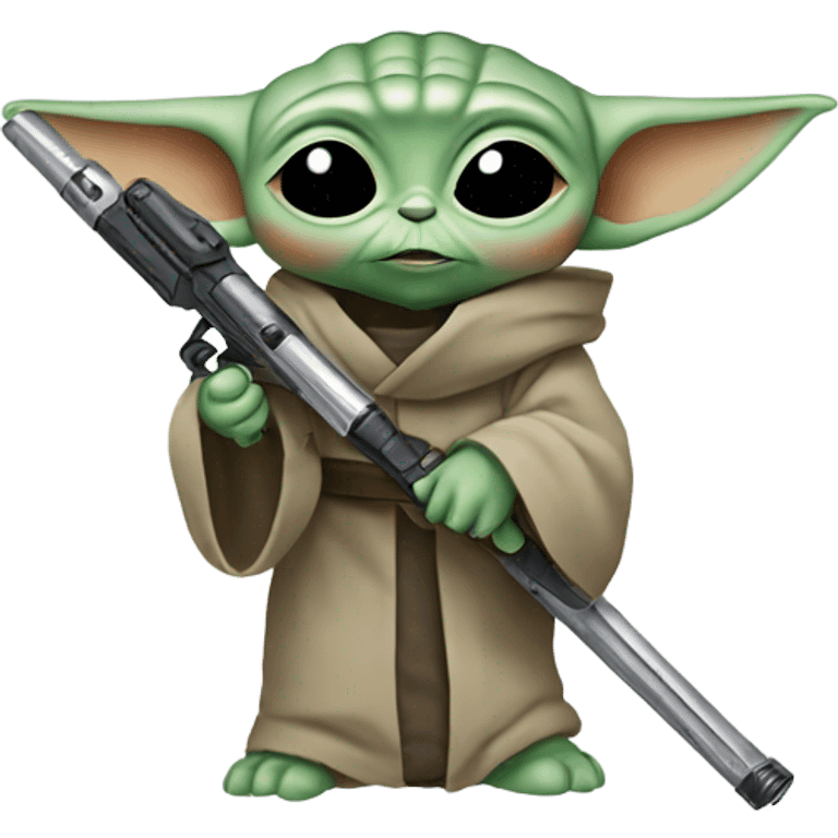 baby yoda with a weapon emoji