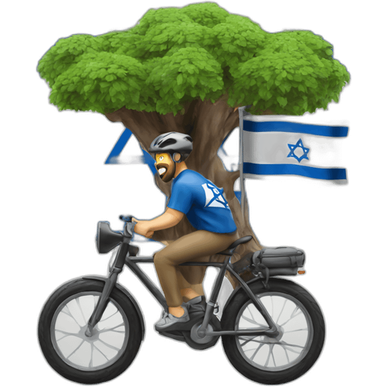 Man tree on bike with Israel flag emoji