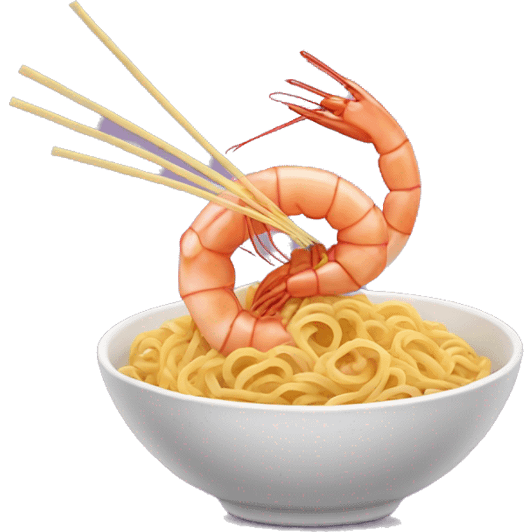 Shrimp eating noodles emoji