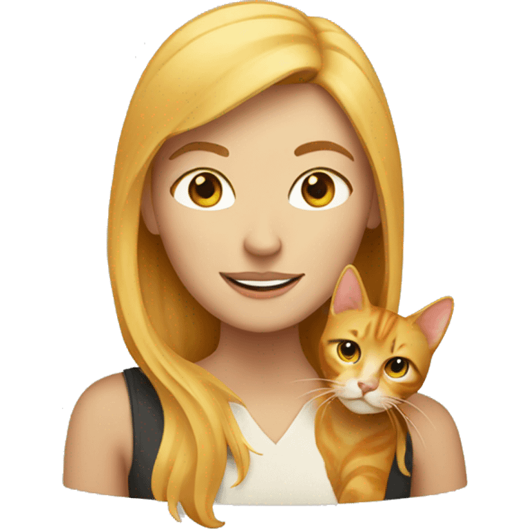 Blonde woman with ginger cat emoji