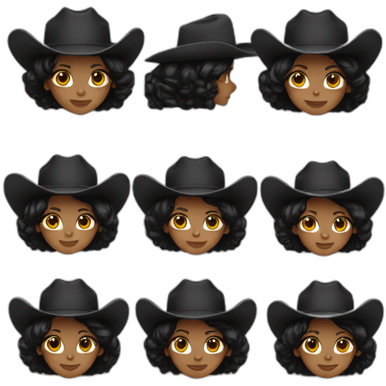 cowgirl straight black hair emoji