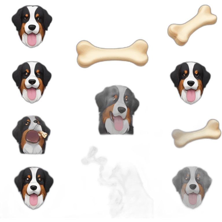 Bernese Mountain Dog eating bone emoji