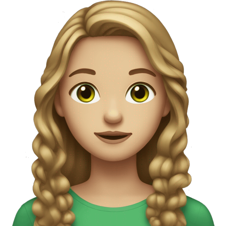 Girl with long light brown hair and green eyes  emoji