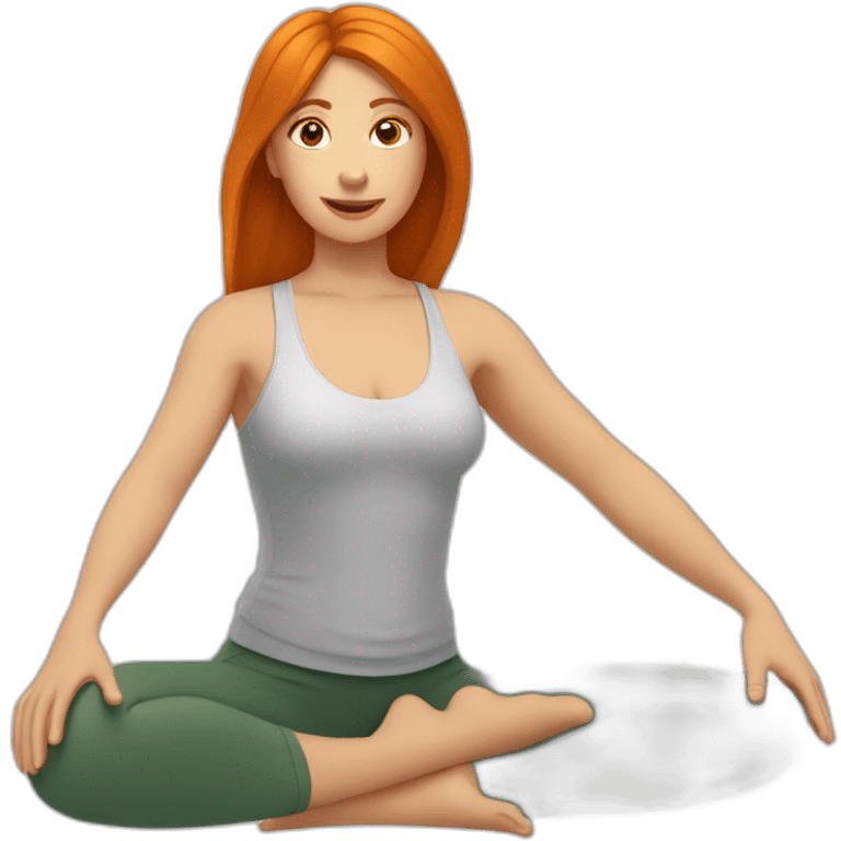 UneFemme rousse qui fait du yoga les yeux fermés emoji