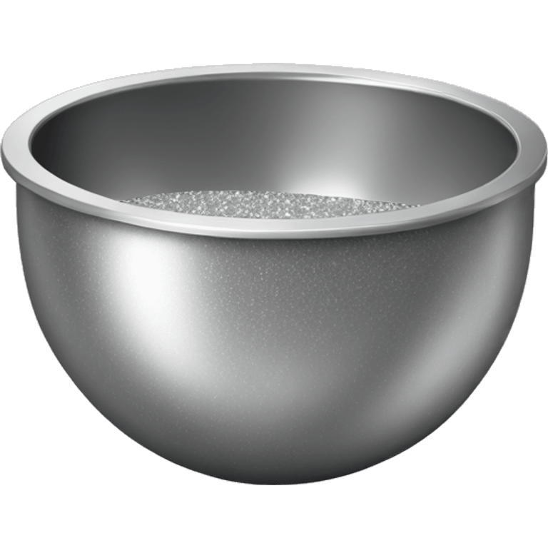 Realistic silver metallic glitter mixing bowl.  emoji