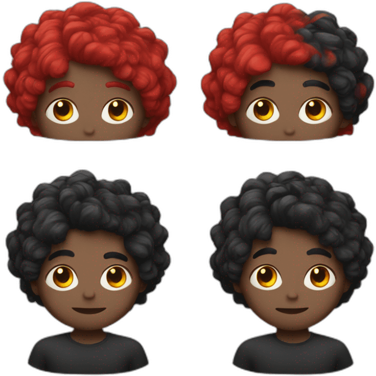 Homme noir avec cheveux rouge et yeux rouge emoji