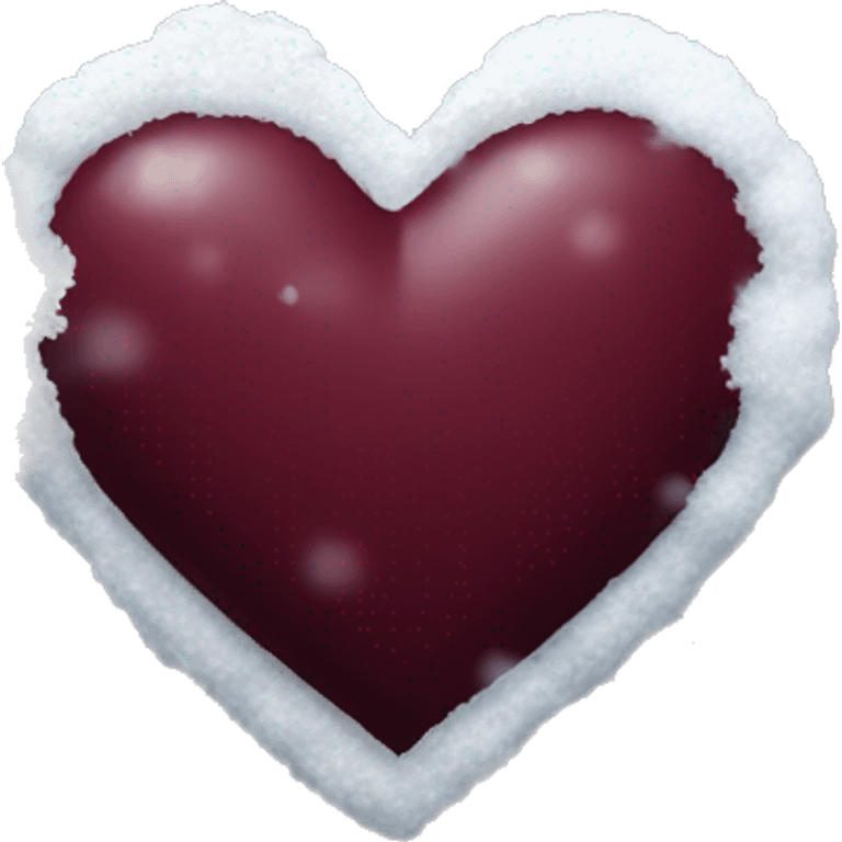 Bordeaux red heart with snow on it emoji