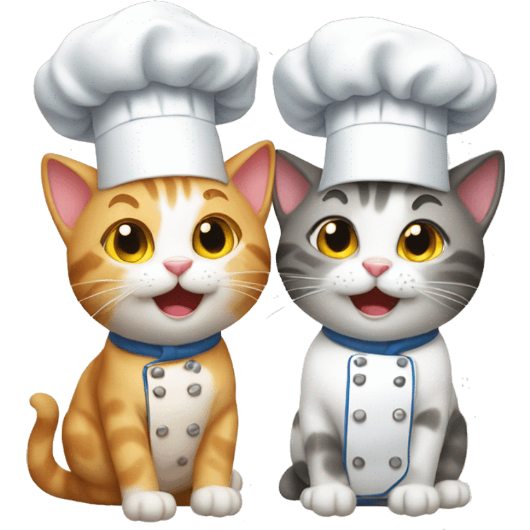 Two happy chef cats emoji