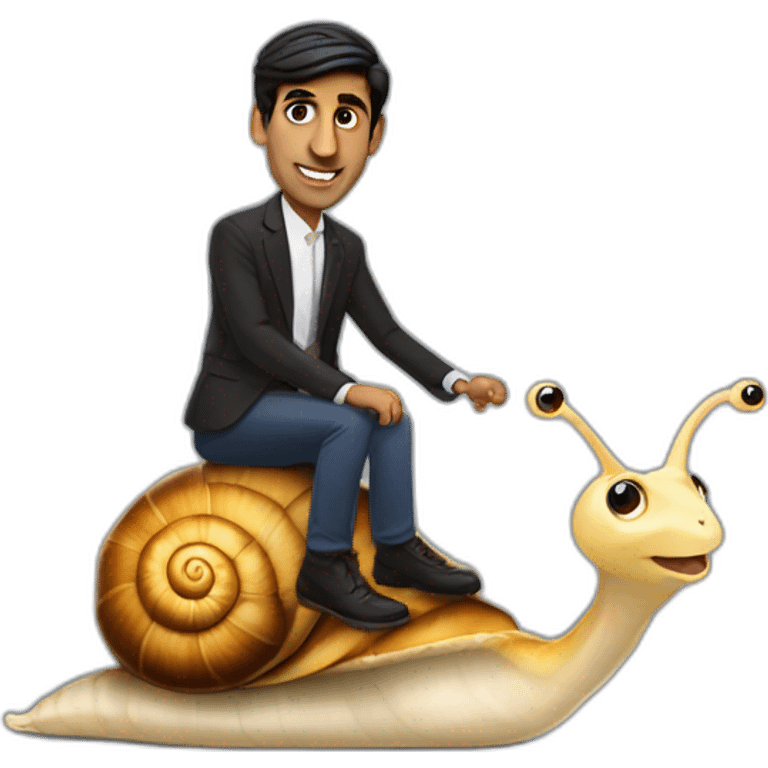 Rishi sunak riding a snail emoji