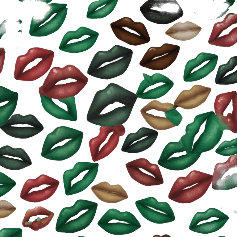 Lips of a dark emerald color in the form of a kiss emoji