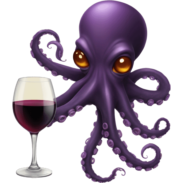 Black Alien Octopus with wine emoji