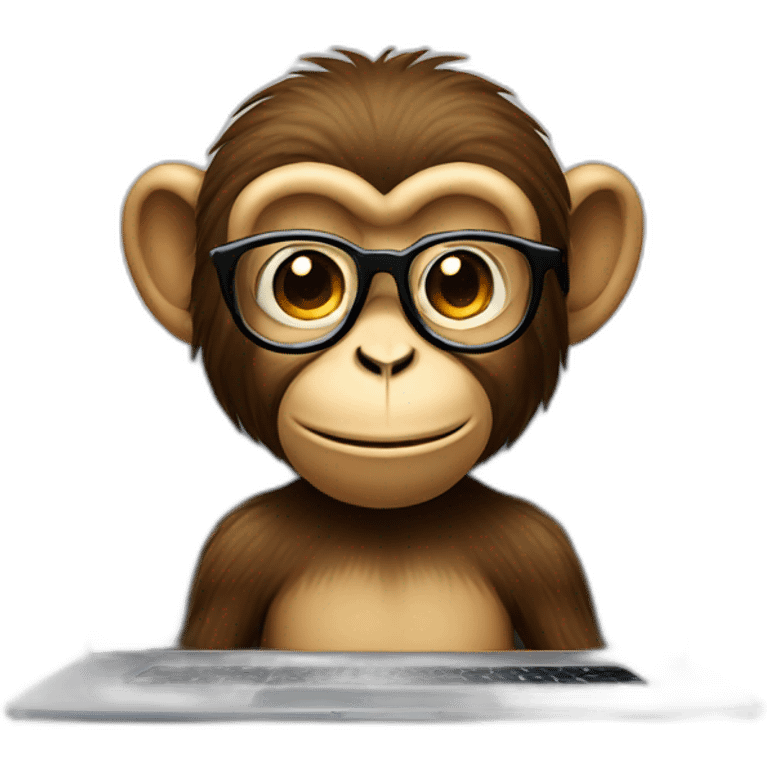 monkey with glasses and beard behind a laptop 2 emoji