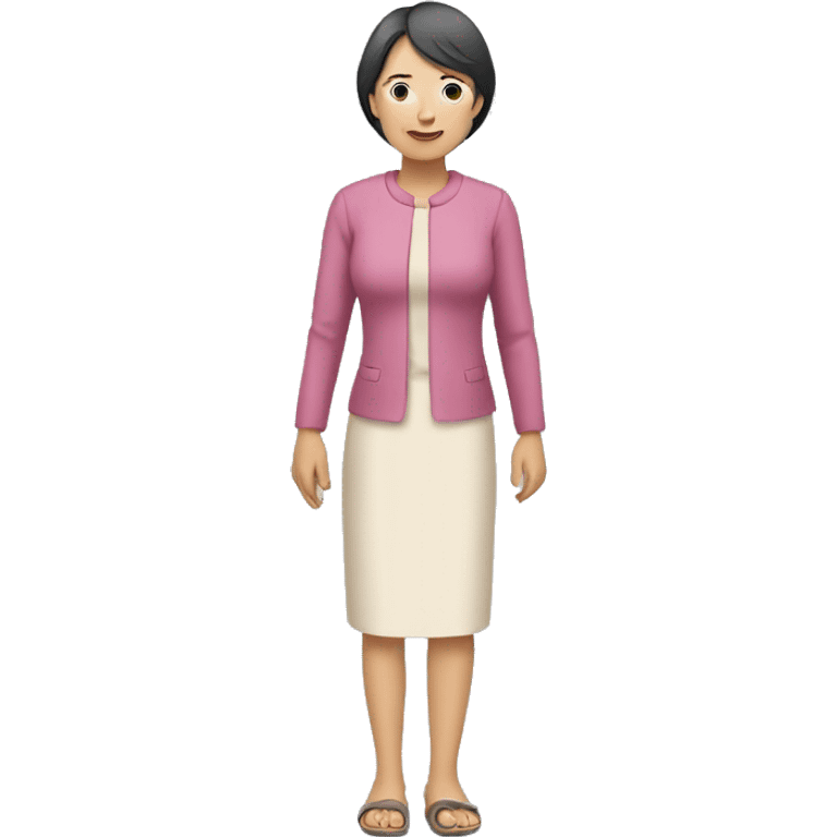 middle age asian lady holding a hand with a kid emoji