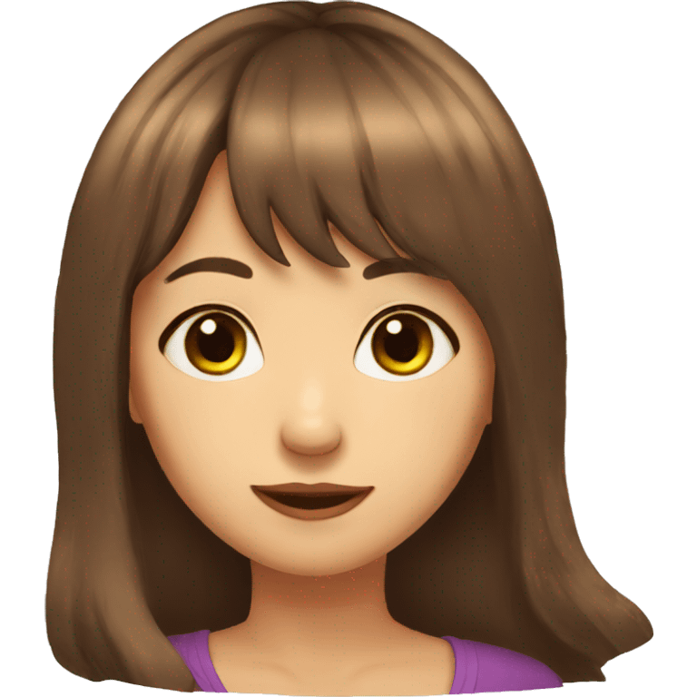 long brown hair brown eyed 51 year old female with bangs who likes butterflies emoji