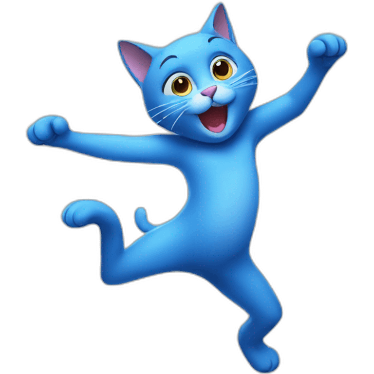 Dancing blue cat emoji