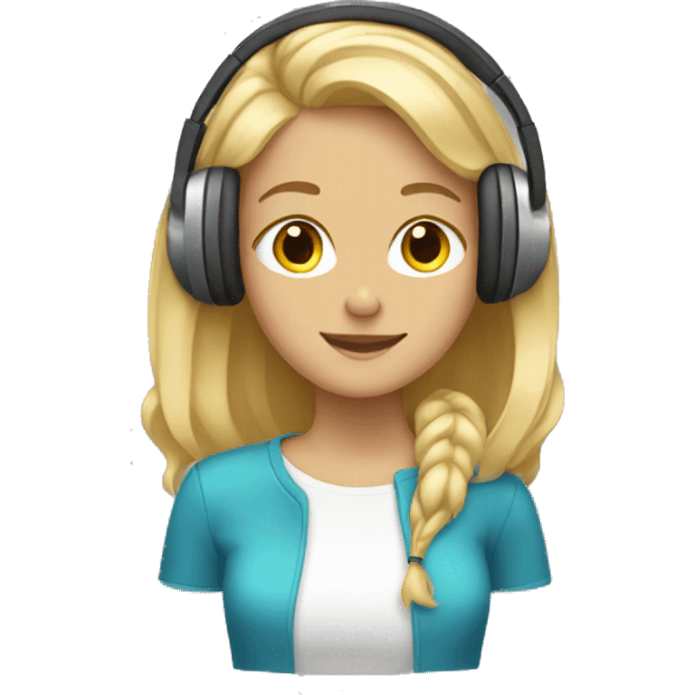 blonde girl with headphones emoji