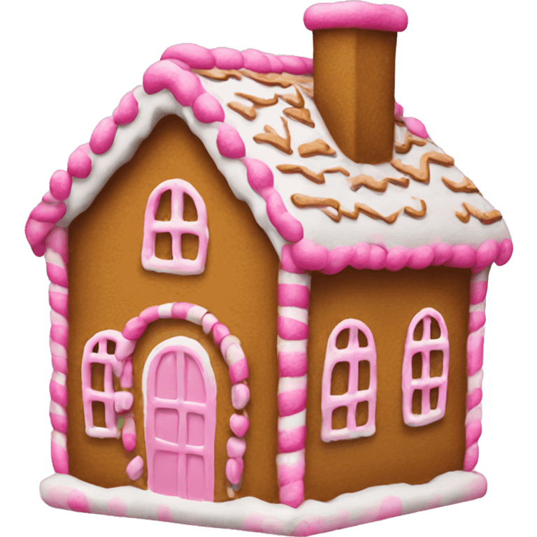 Gingerbread house with pink accents emoji