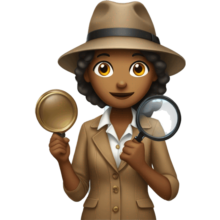 Brown girl with detective hat holding a magnifying glass  emoji