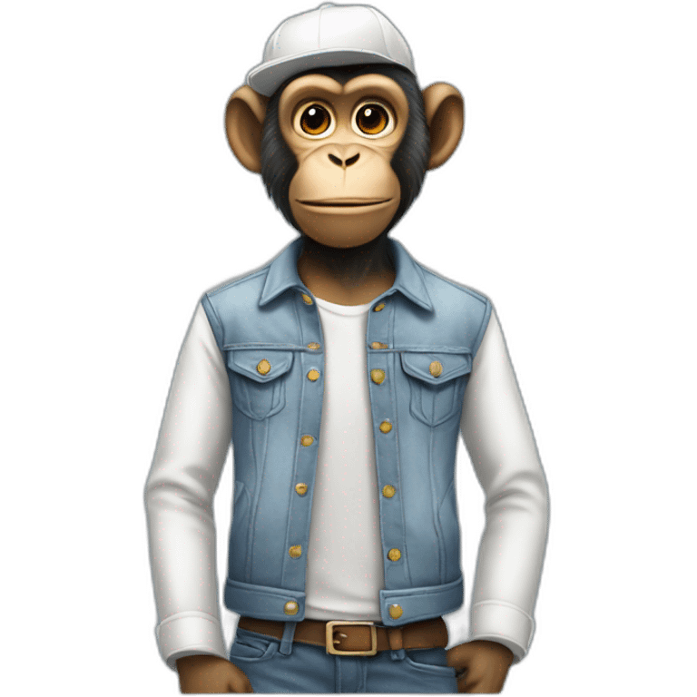 A humanoid monkey wearing jeans and white shirt emoji