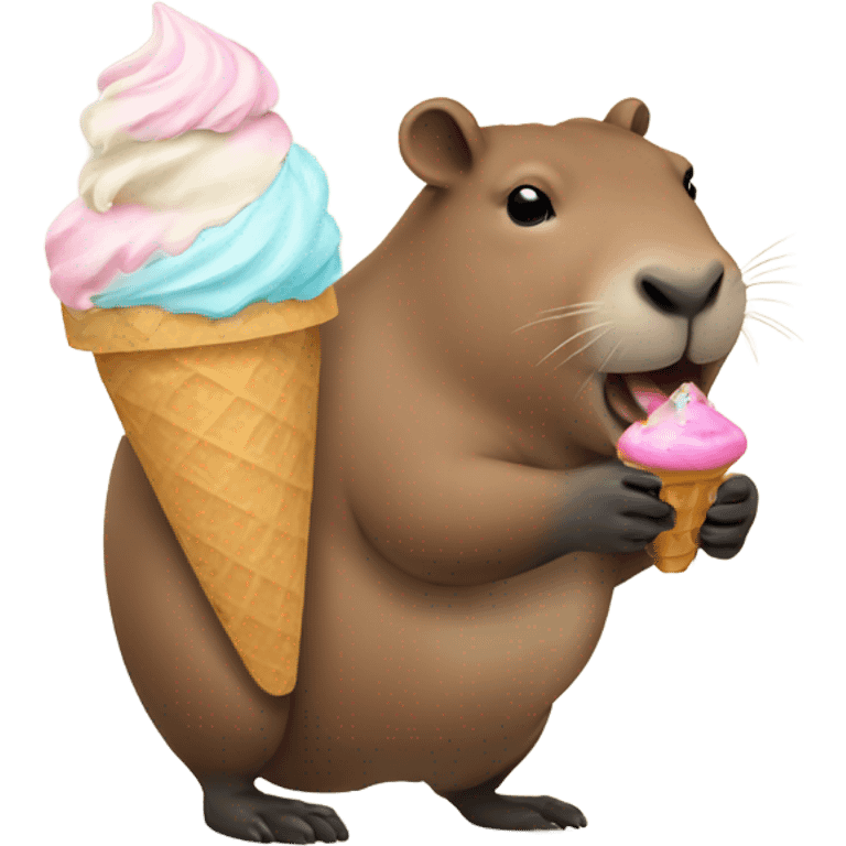 a capybara eating ice cream emoji