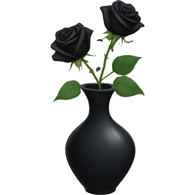 Dead black rose petals falling down from vase emoji