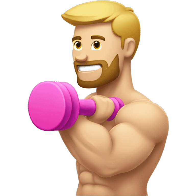 White bicep side view holding a pink dumbbell emoji