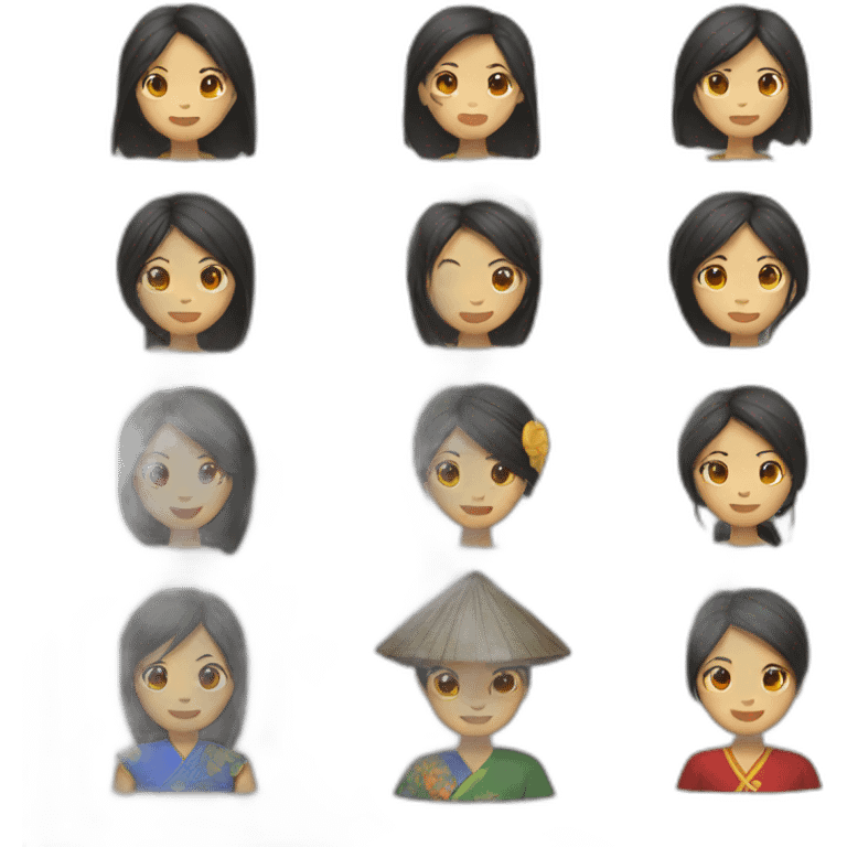 Women wearing tradional vietnam clothes emoji